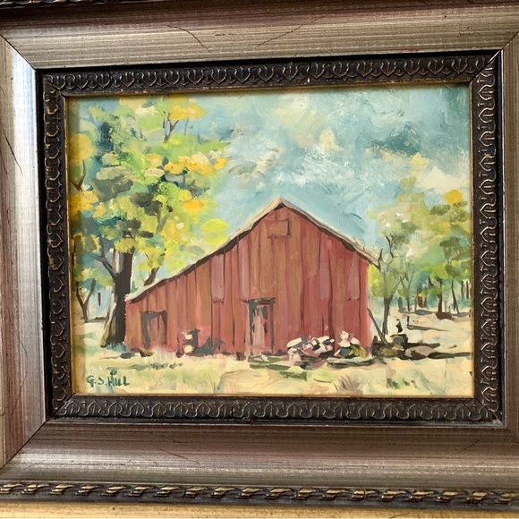 Vintage Red Barn Oil Painting 11/13” - Picture 8 of 13
